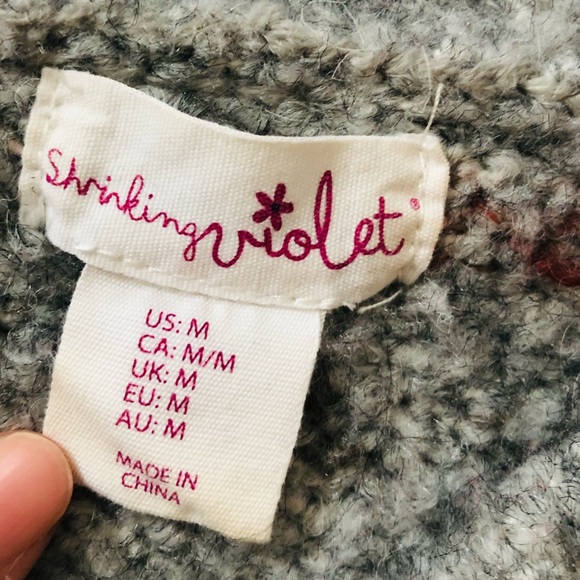 Shrinking Violet Cropped Grey & Warm Colored Sweater - Picture 4 of 8